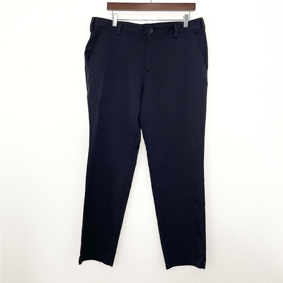 Adidas ClimaLite Men black Flat Front Chino Casual Golf pants size 35x32 - Picture 2 of 11